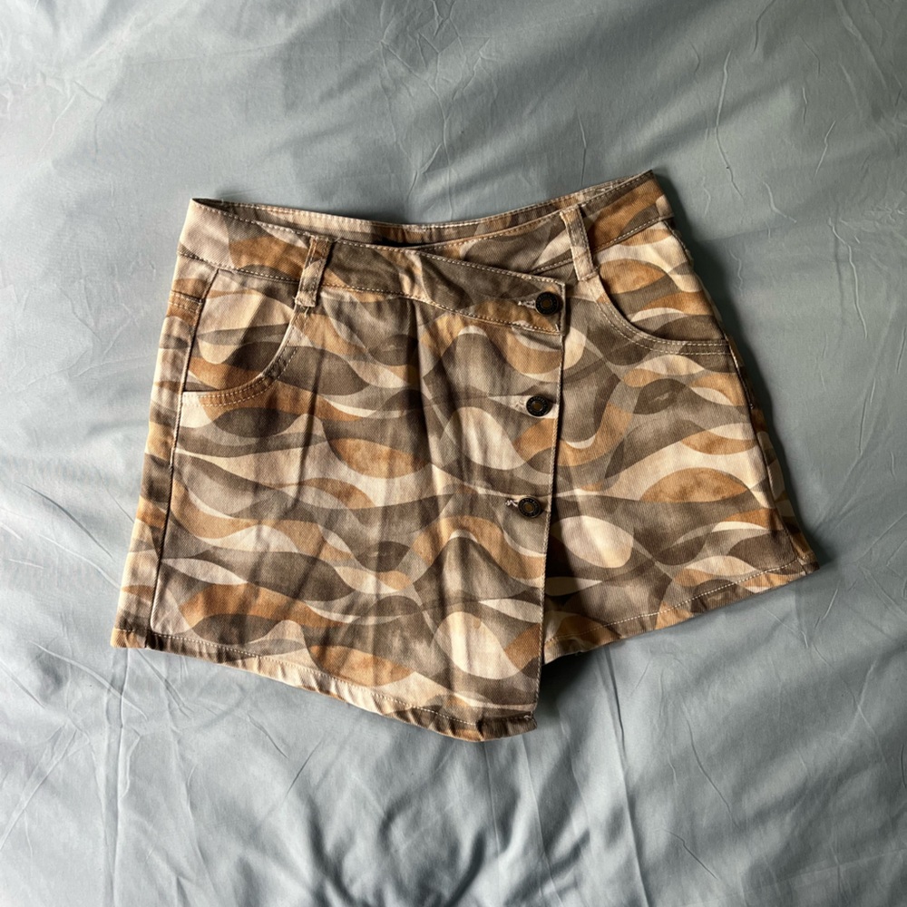 Patterned Denim Skort
